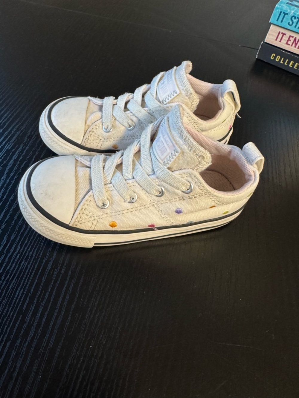 Converse Low-Top Canvas Sneakers in Off White with Multicolor Dots
